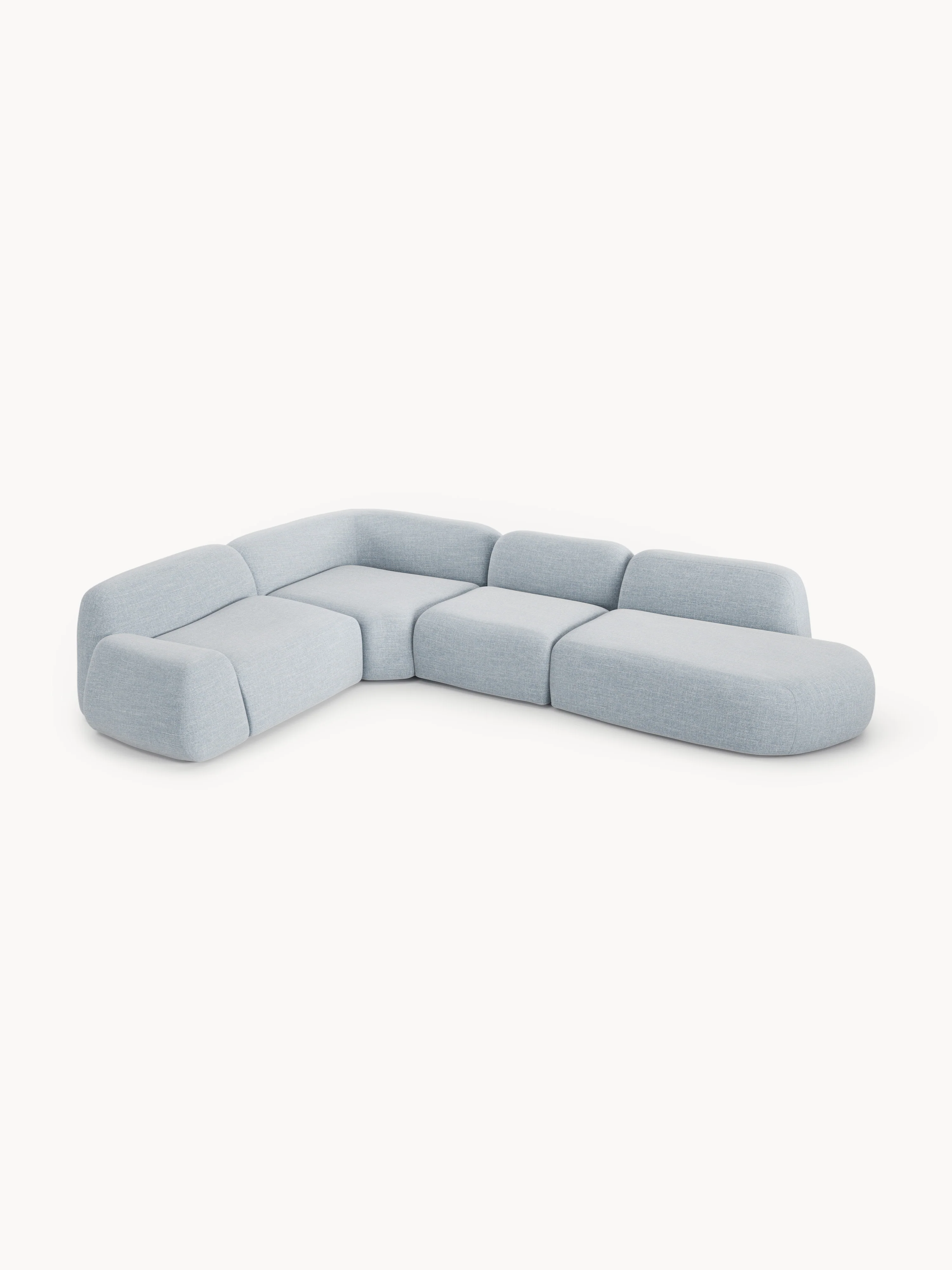 Modulaire bouclé XL hoekbank Wolke met chaise longue
