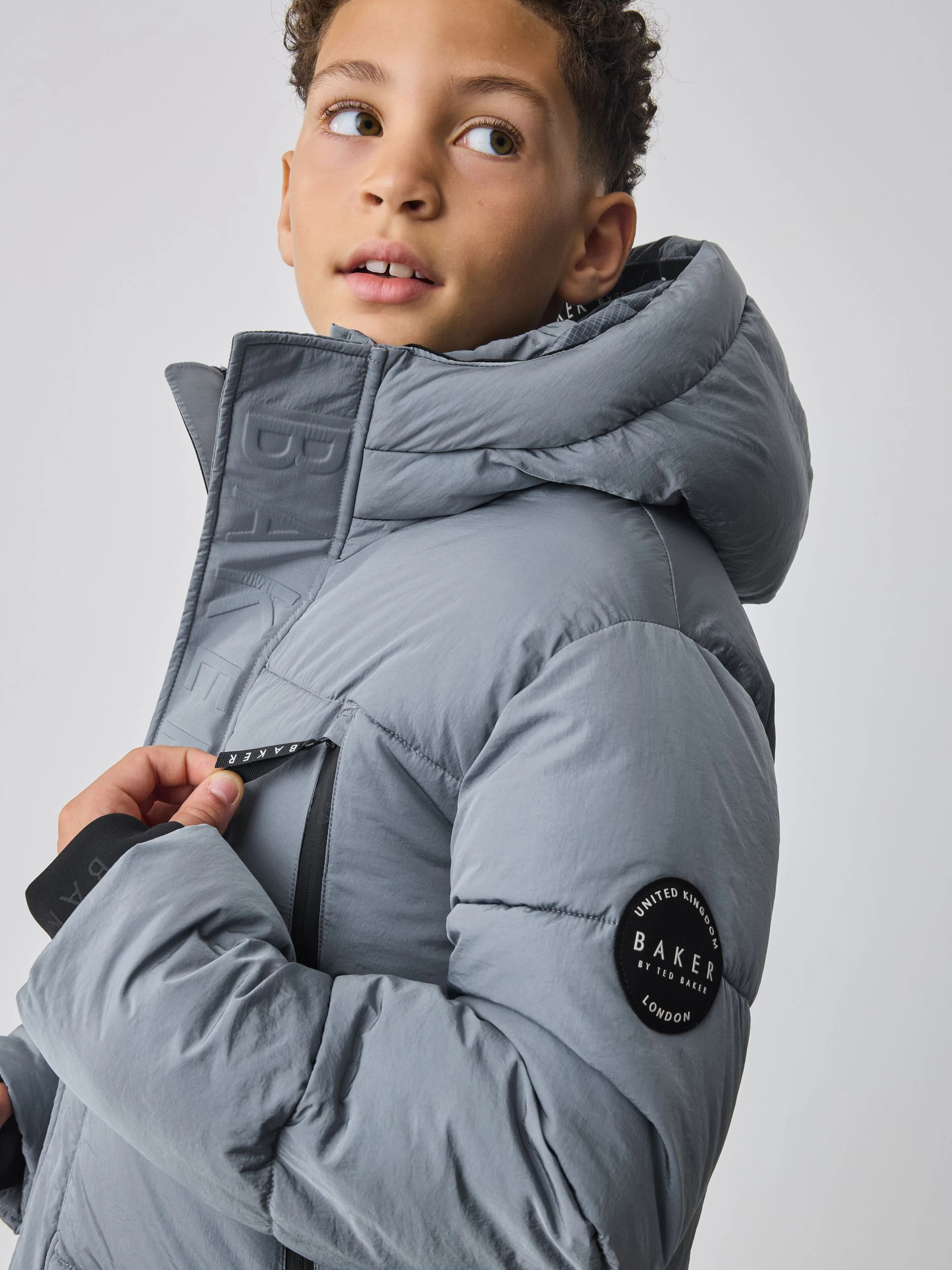 Lichtblauw - Baker By Ted Baker - Regenbestendige gewateerde jas