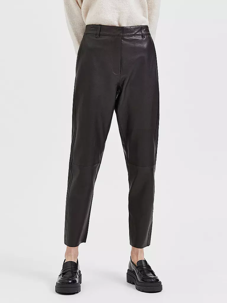 SELECTED FEMME Lederhose 7/8 SLFMARIE  braun