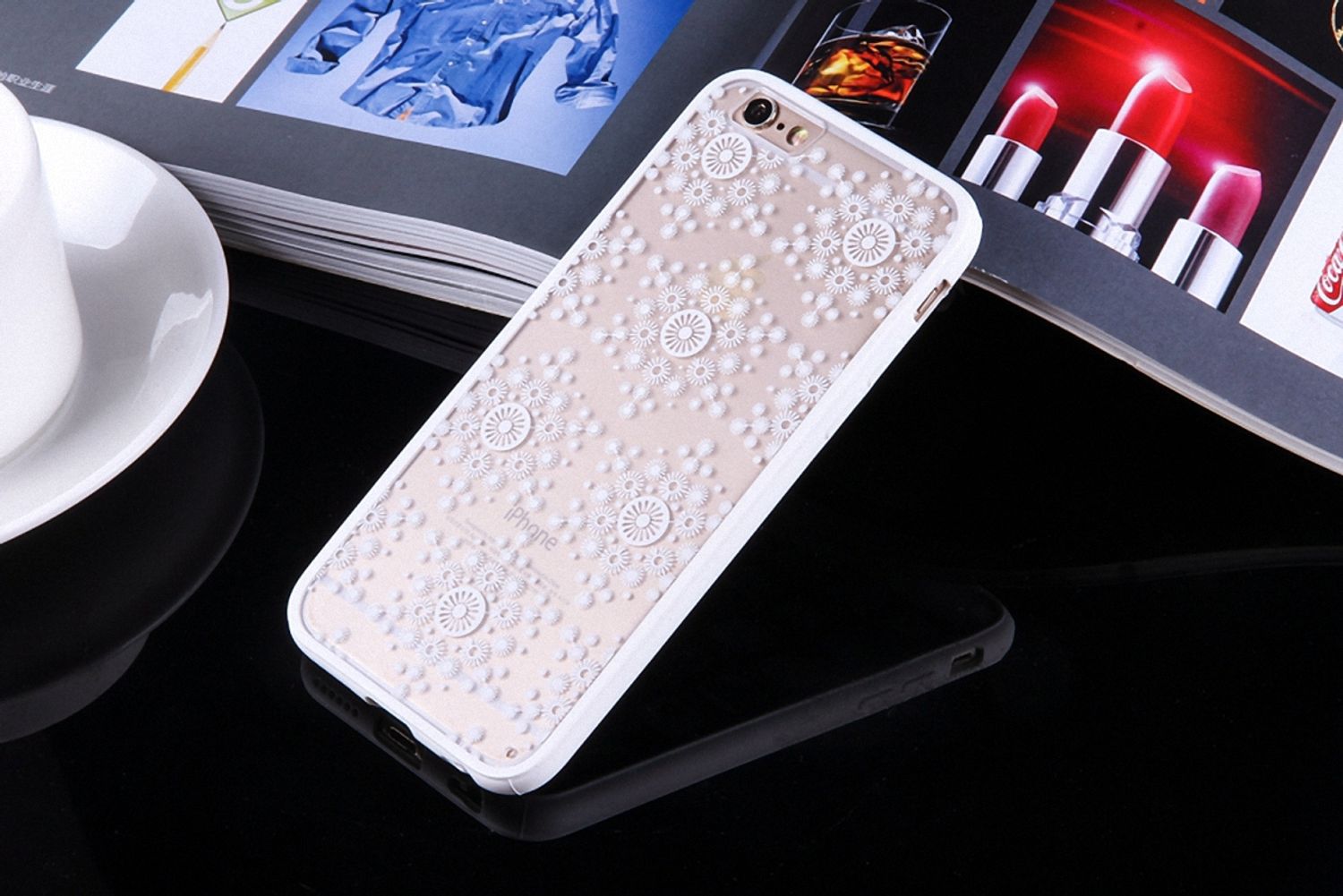 Apple iPhone 6 / 6s Handy Hülle Mandala Case Schutzhülle Motiv Flocken Weiß Neu