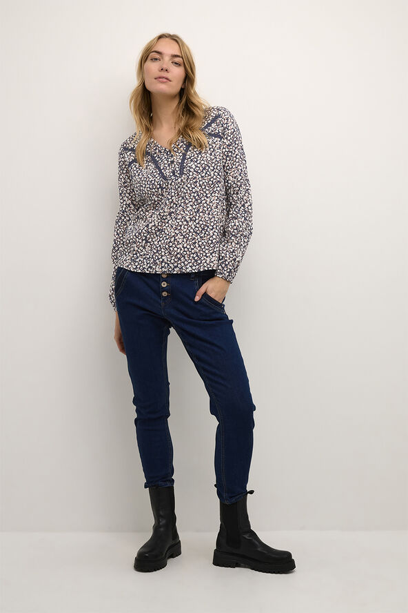 Cream CRBetri Blouse Small poppy flower navy