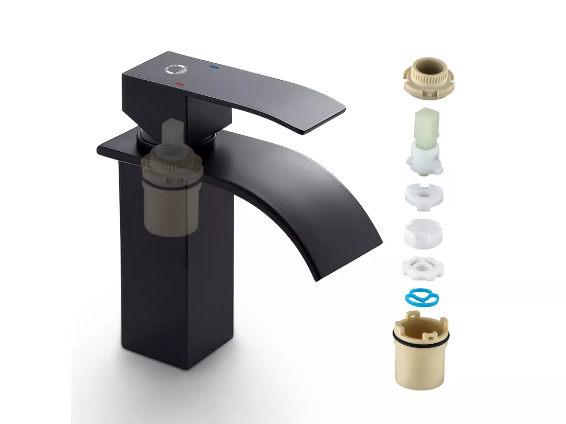 Cecipa max NOIR Robinet de Lavabo en Cascade Mitigeur en Laiton pour Salle de Bain Design Moderne,EU Modèle