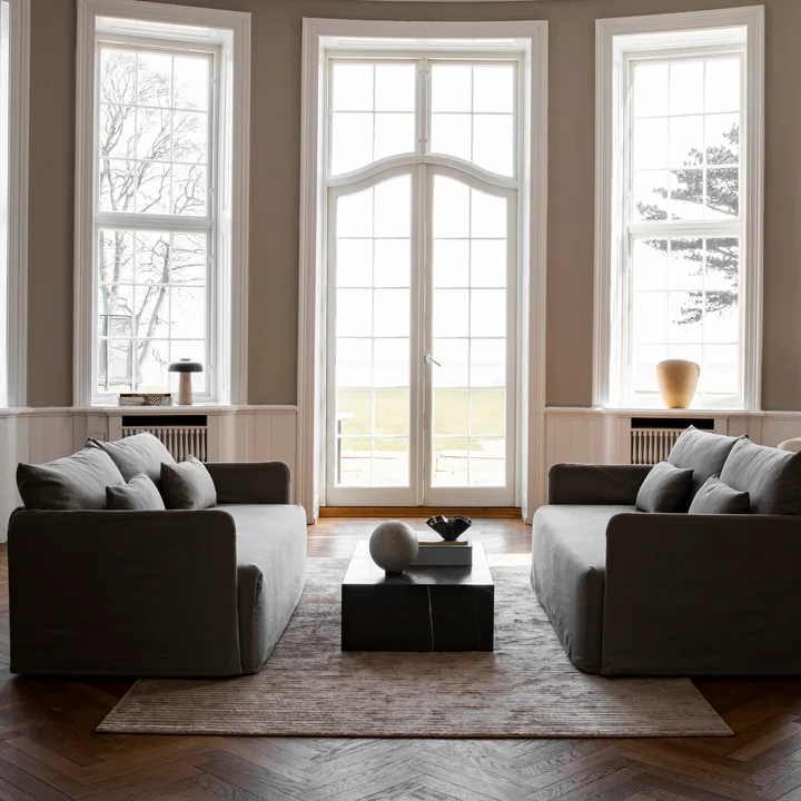 Audo - Offset 2-Sitzer Sofa mit abnehmbarem Bezug, Cotlin oat