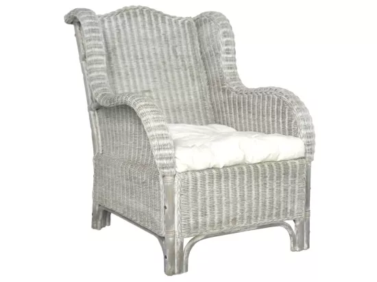 Canapé avec coussin Gris Rotin naturel et lin