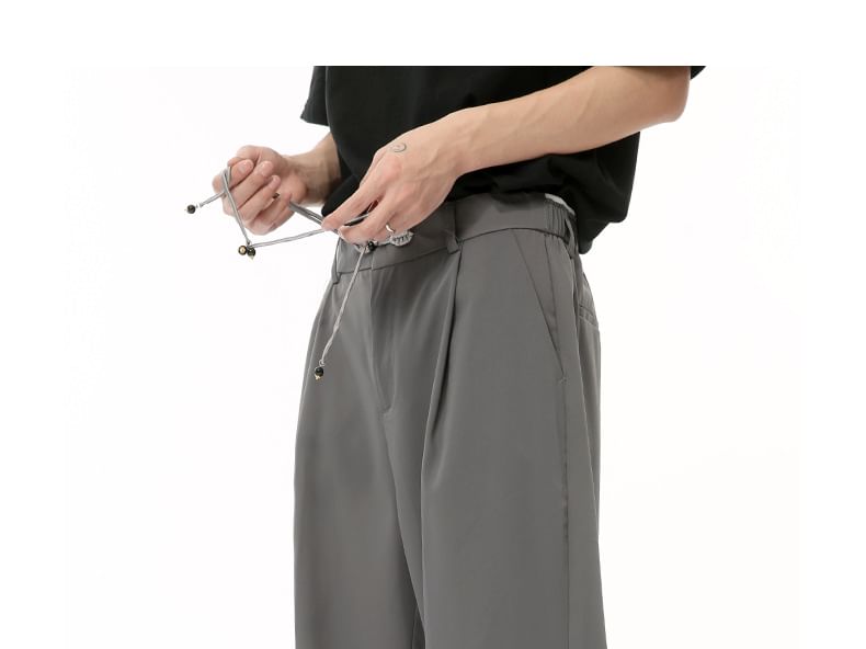 FAERIS - Mid Rise Plain Frog Buttoned Loose Fit Dress Pants