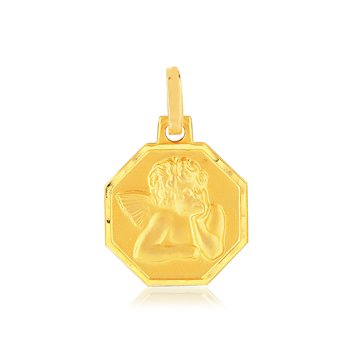 Médaille or jaune 375 mat ange