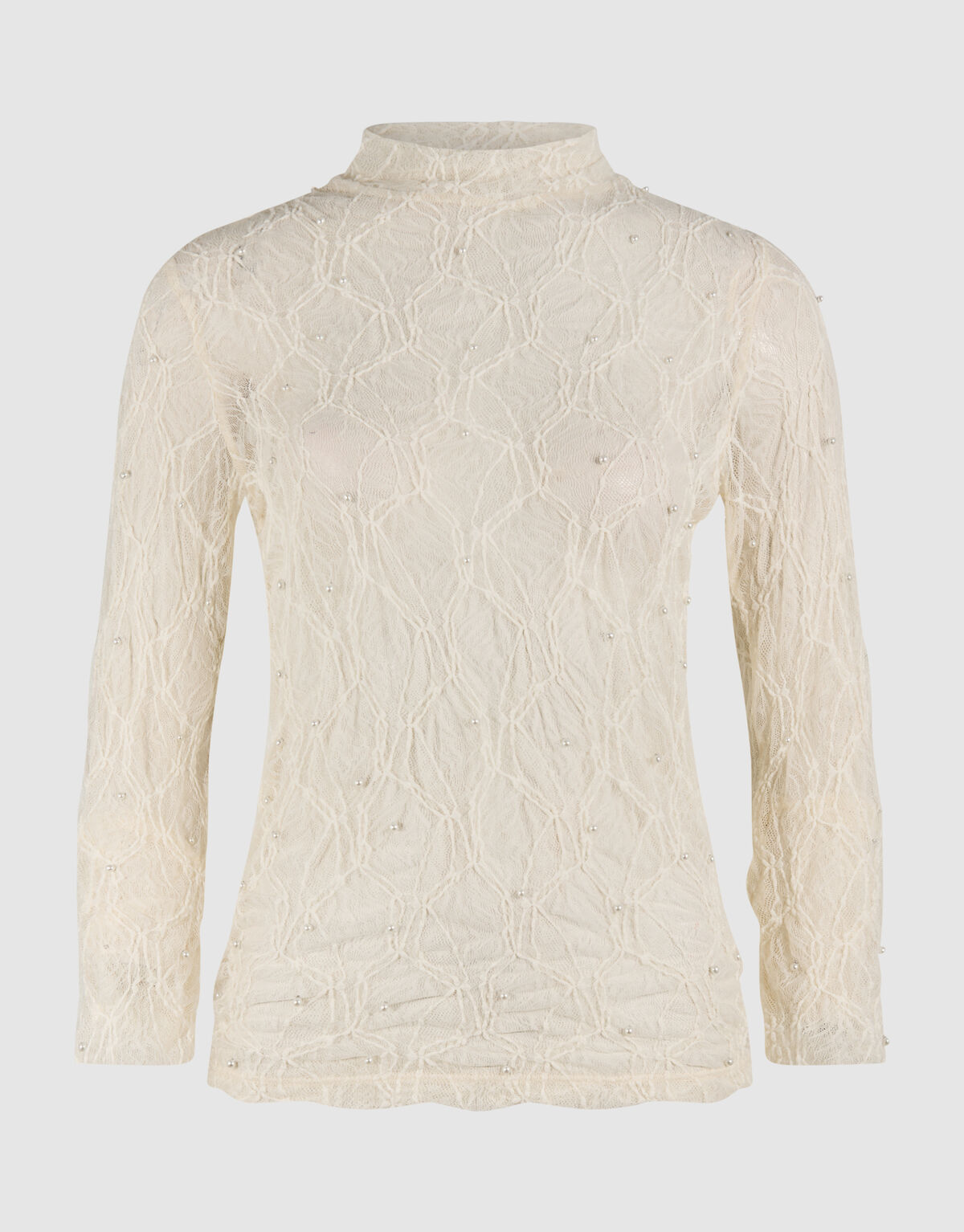 Mesh Parel Top Gebroken Wit