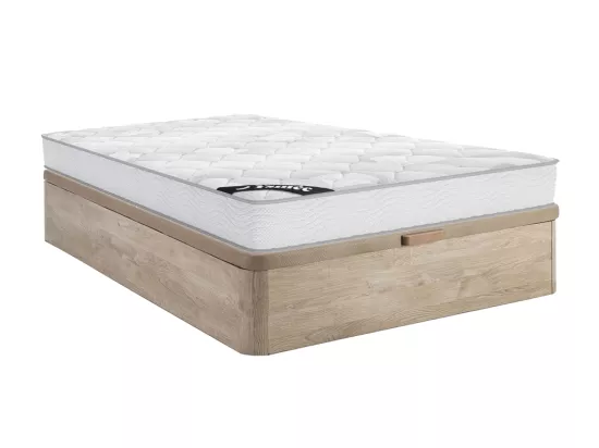 Ensemble 160 x 200 cm sommier coffre naturel clair + matelas ressorts ensachés ép.20cm - SONGE de YSMÉE
