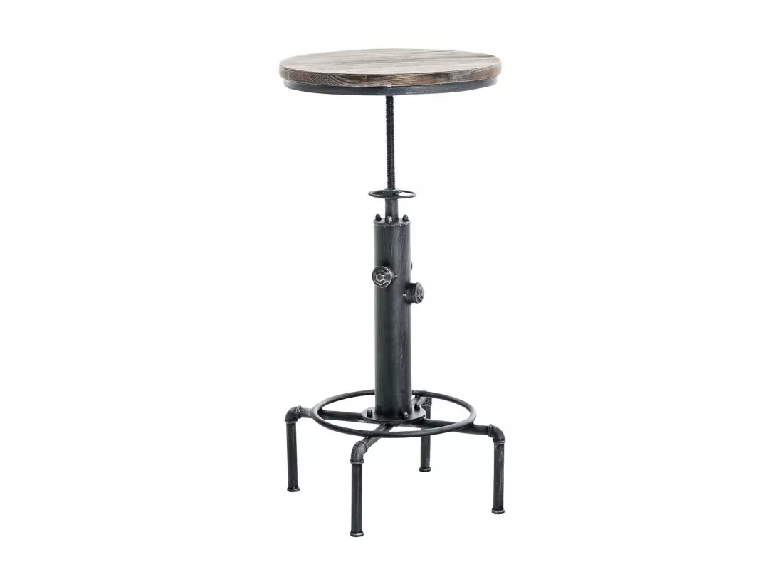 Table haute de bar - rund 39cm - Bois - Argent antique - Lumos