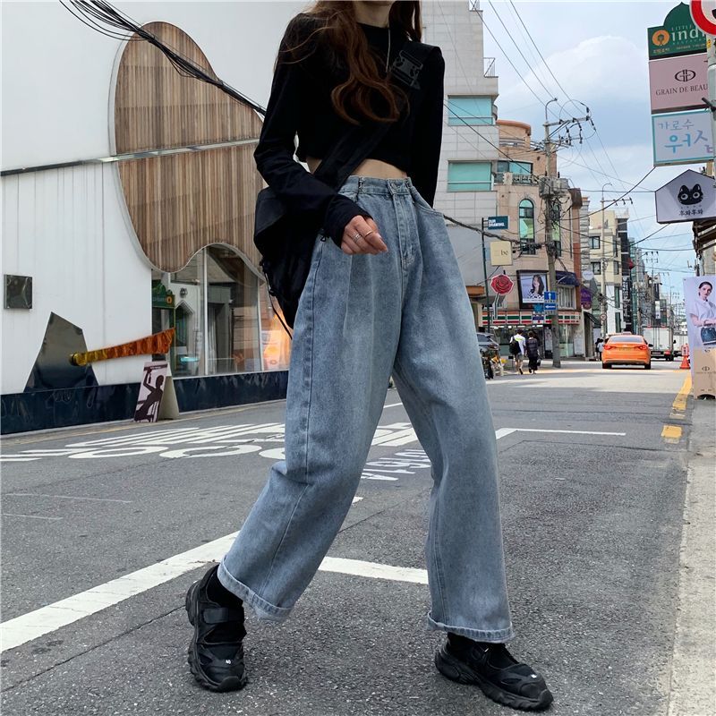Elvik - Hoge taille cropped baggy jeans