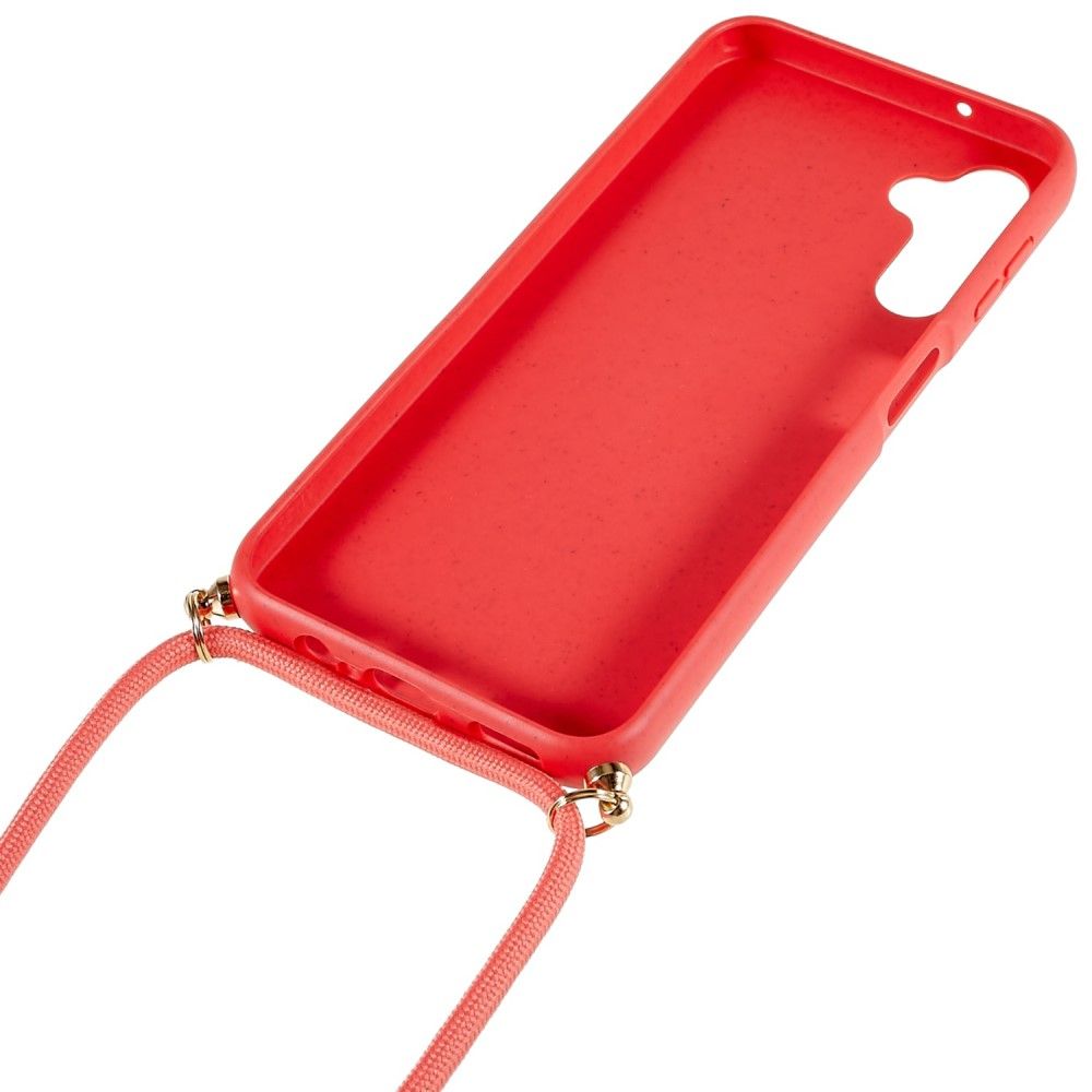 Samsung Galaxy A14 5G / A14 4G Necklace Bio Gummi Case Hülle Eco Friendly Nachhaltig Kompostierbar   Handykette (150cm) - Rot