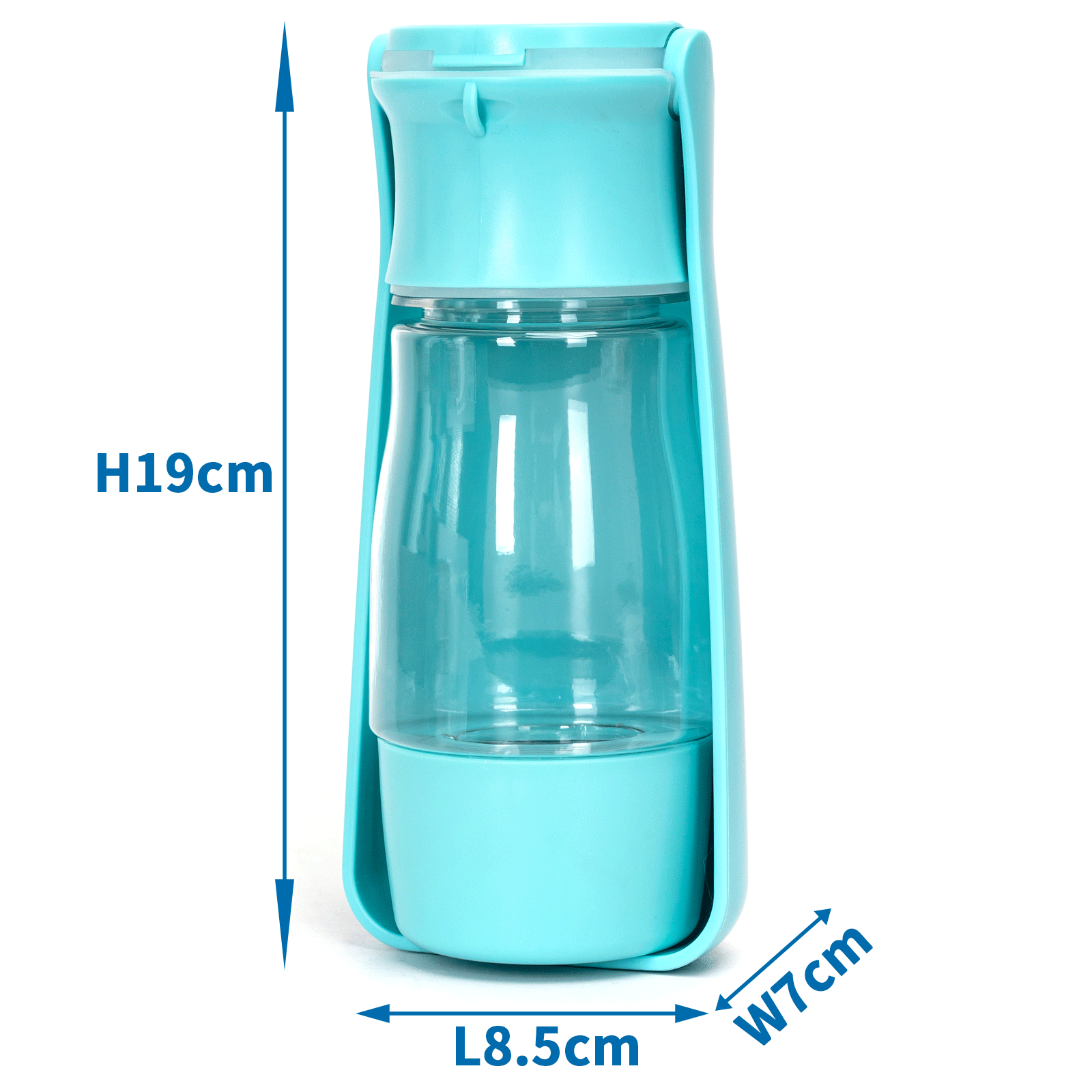 Garrafa de água Nobleza para animais de estimação, 320 ml, dobrável em 180° para cães e gatos, com botão de travamento e filtro de carvão ativado, ideal para caminhadas, acampamentos e outras atividades do dia a dia.