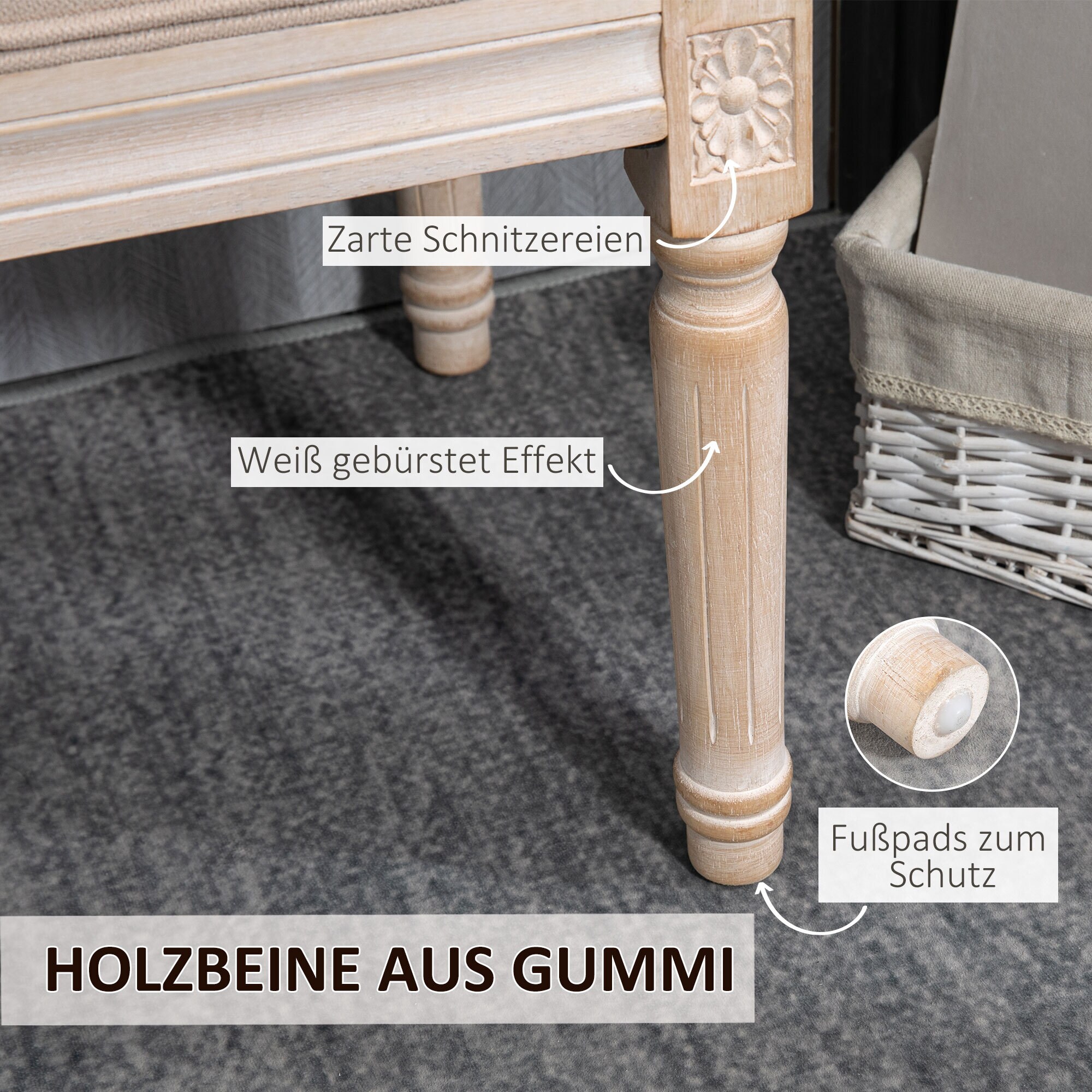 HOMCOM Bettbank mit Knopfheftung grau 117L x 40B x 48H cm