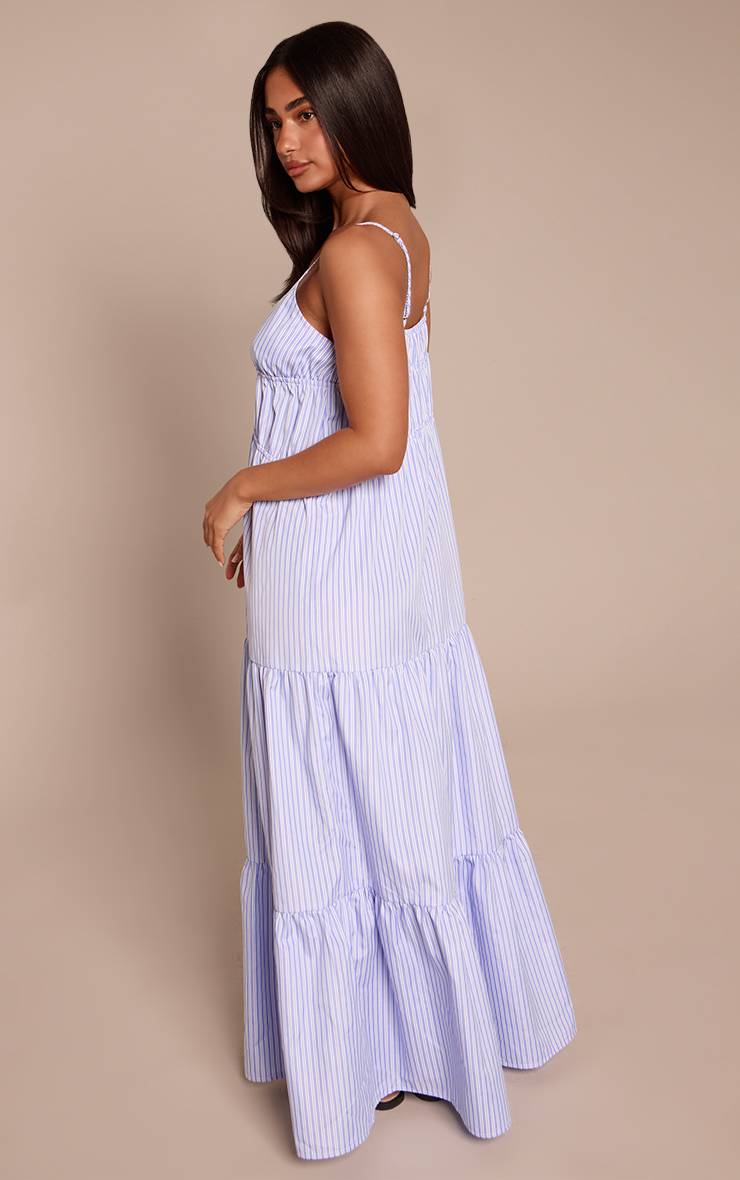 Bleu Robe Maxi Étagée À Bretelles Petite Taille