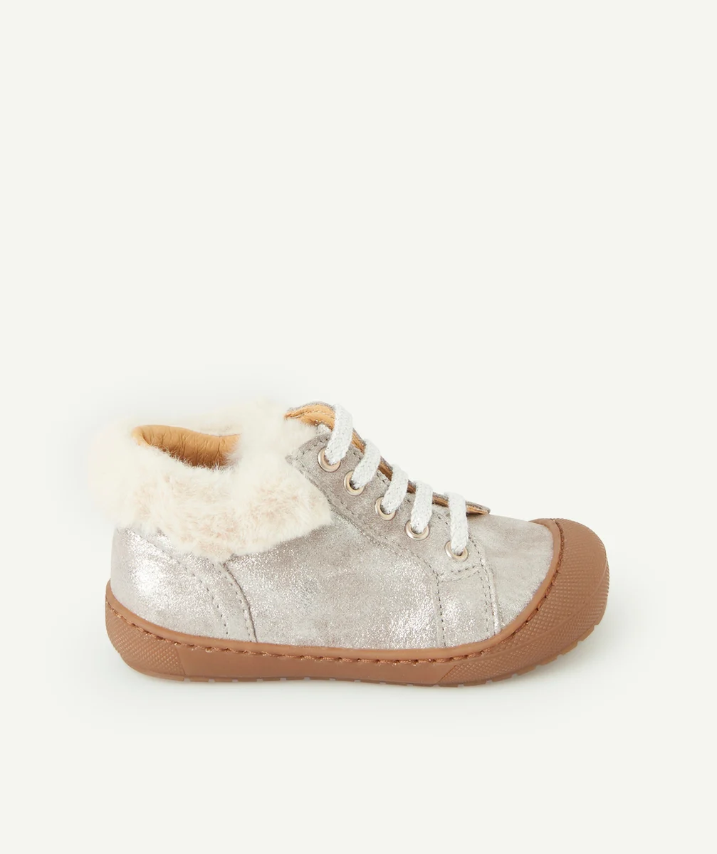 BOPYBOTILLON À LACETS BÉBÉ FILLE COULEUR ARGENTÉE FAUSSE FOURRURE