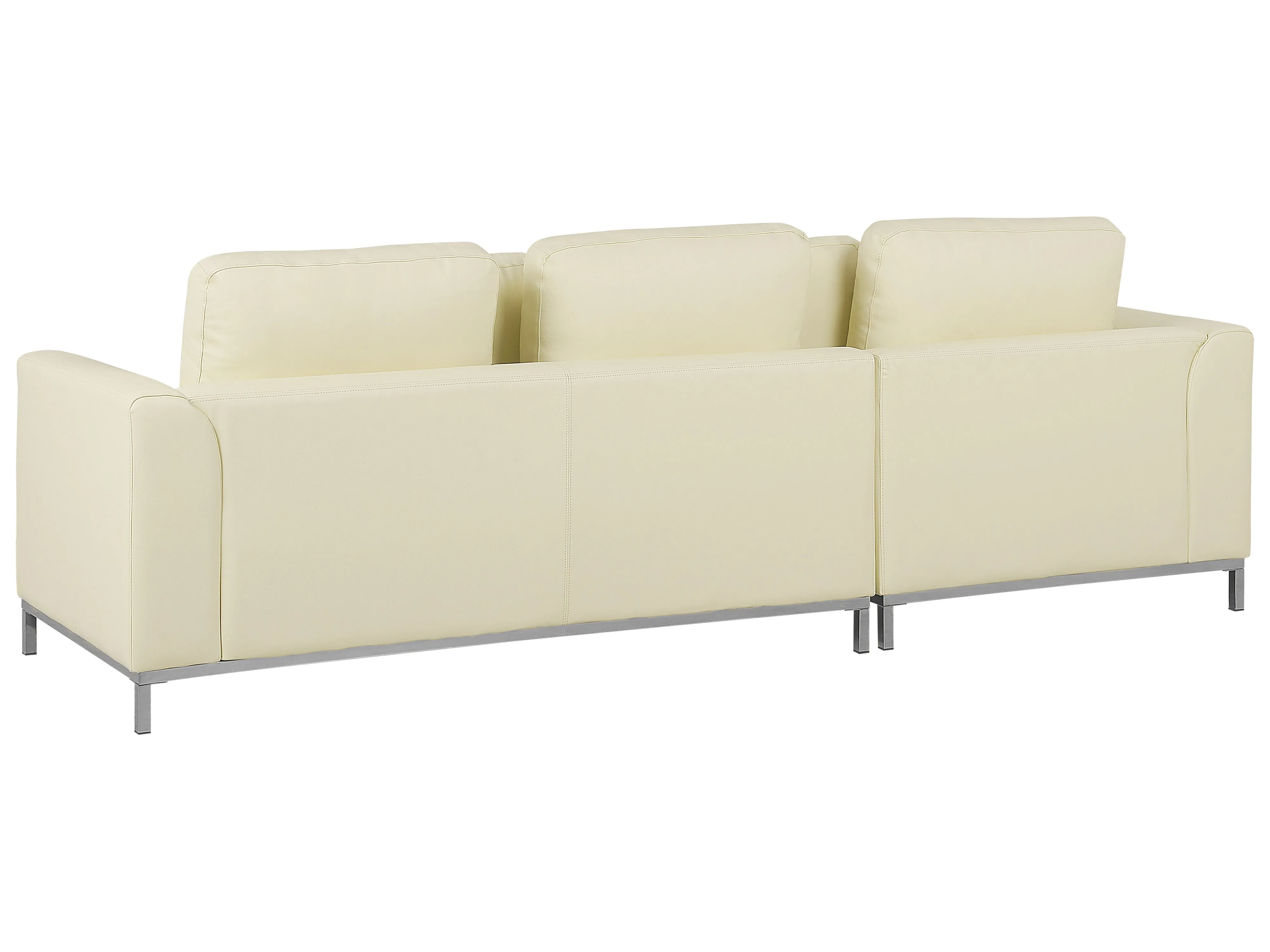 Hoekbank 5-zits OSLO Leer Lichtbeige met ottomaan rechtszijdig