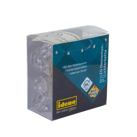 Idena LED Lichterkette mit 20 LED in Diamantenform, Batterie betrieben, ca. 2,2 m