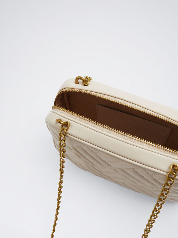Bolsa acolchoada com corrente - Cru