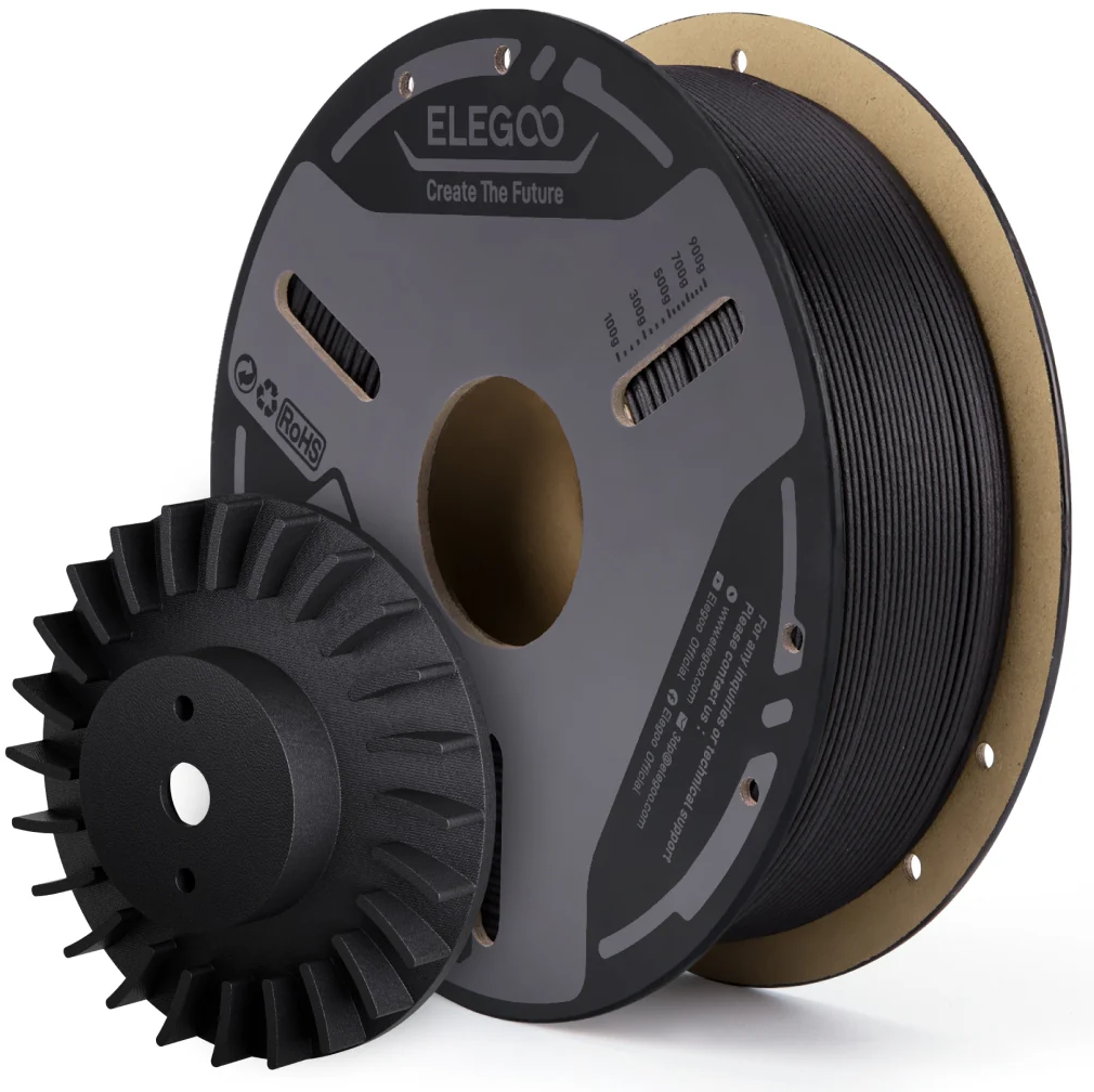 Elegoo  PAHT-CF Carbon Fiber Black, 1,75 mm / 1000 g    Carbonfaserverstärktes Hochleistungs-Filament für extreme Anforderungen in Schwarz