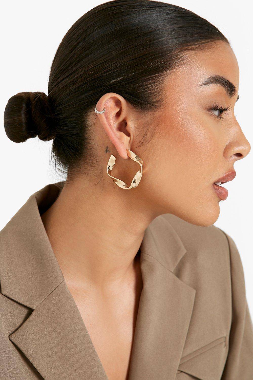 boohoo Boucles d'oreilles créoles twist dorées