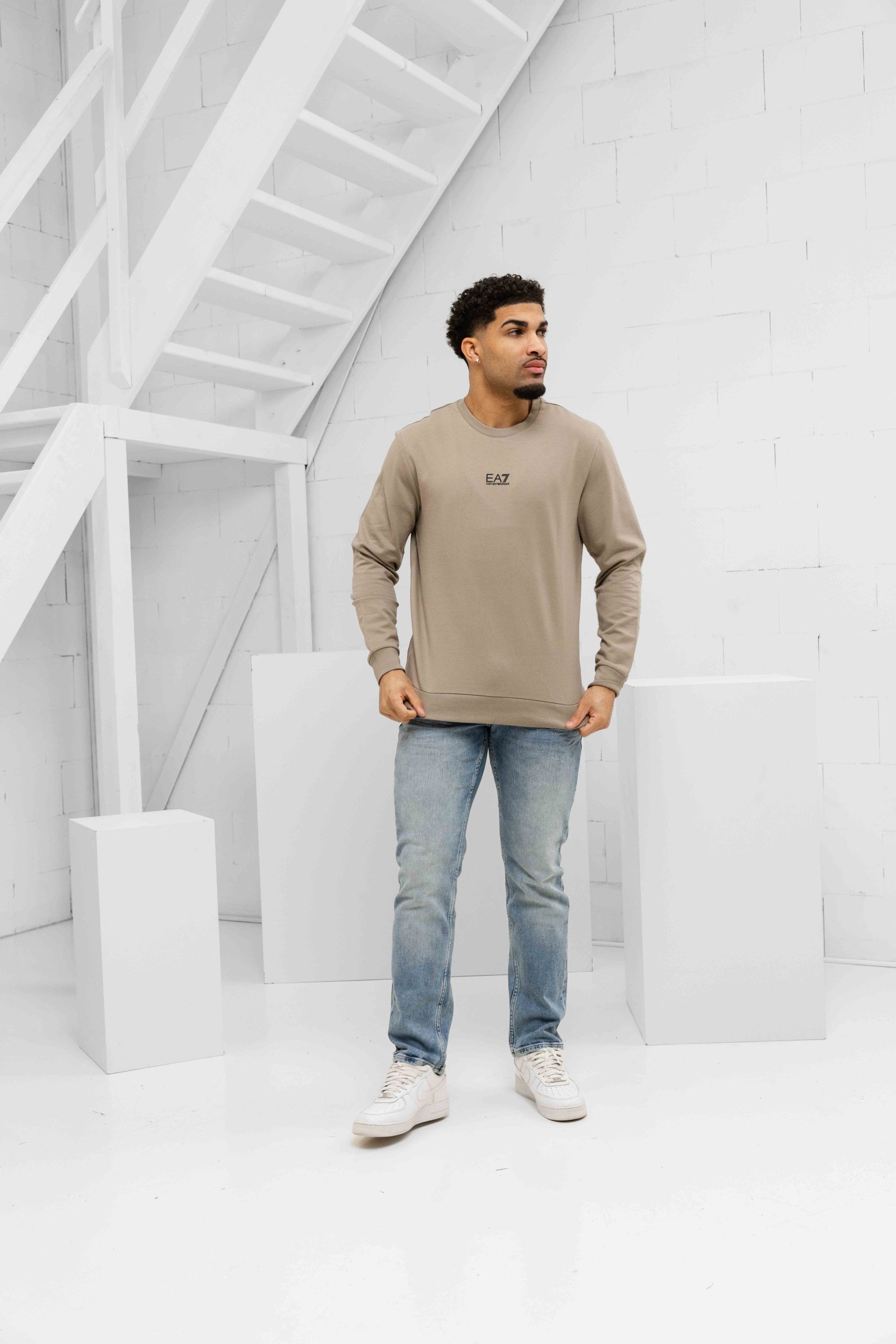 EA7 Emporio Armani 8NPM30 Sweater Heren Beige