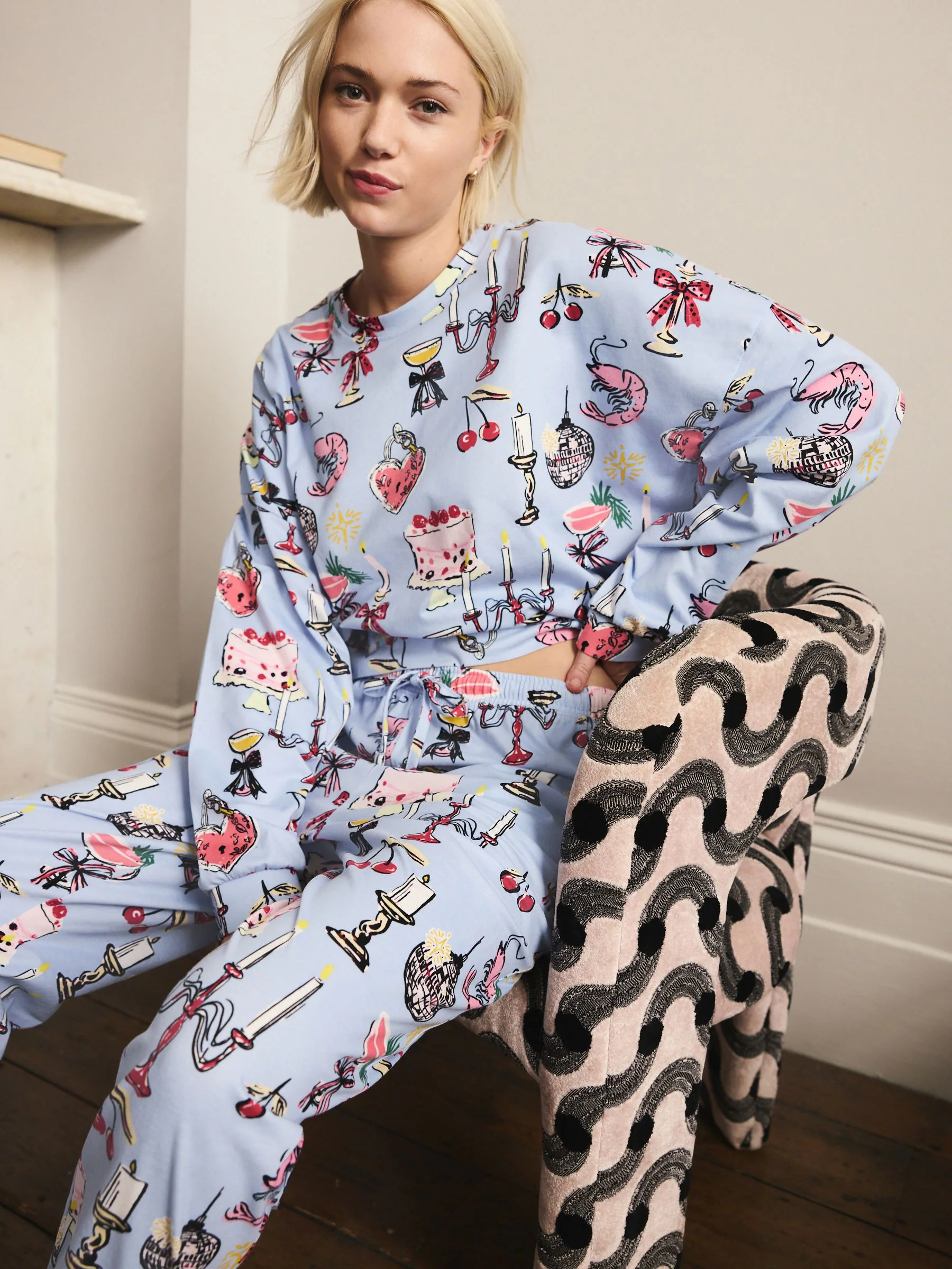 Blauwe Kaarsen - Pyjama met lange mouwen