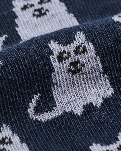 chaussettes en coton chien chat - 5 paires bleu