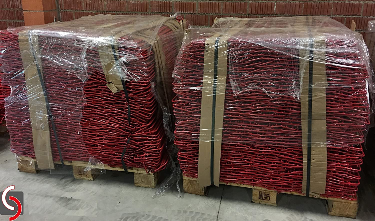 12 afzetlijnhouders, lantaarnijzer, rood gedompeld, 1,20 m, met lakschade
