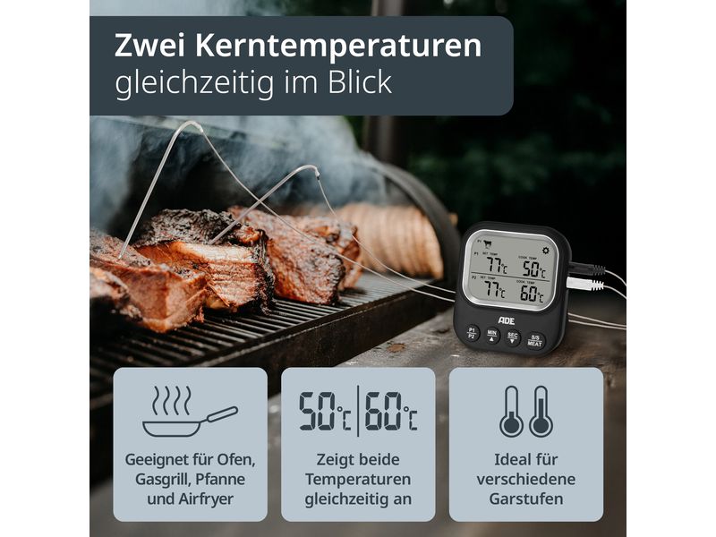 ADE Digitales Braten- und Ofenthermometer Schwarz BBQ-Thermometer