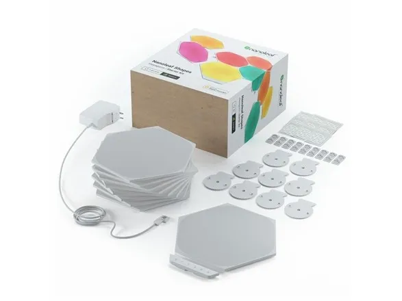 Nanoleaf Shapes Smarter Kit - Trådløst belysningssæt - LED x 9 - 2 W - klasse G - 16 millioner farver - 1200-6500 K - hexagon