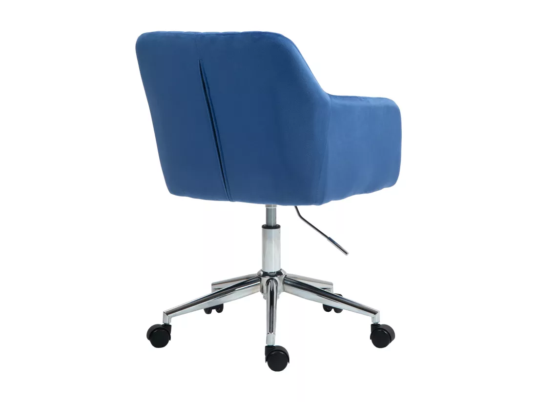 Chaise de bureau SVITA OLIVER, réglable en hauteur, revêtement en velours bleu