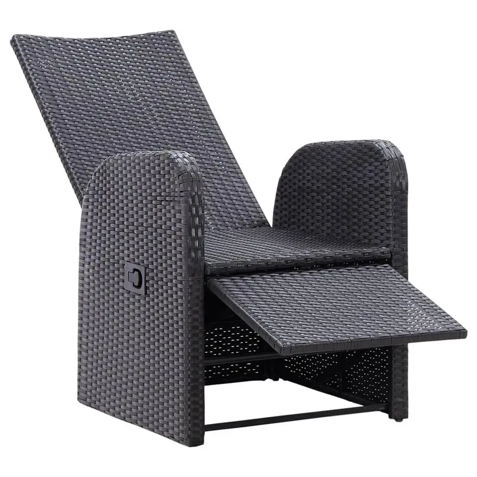 vidaXL - Tuinstoelen - Zwart - Poly rattan - 2 stuks - Verstelbaar - Met kussens