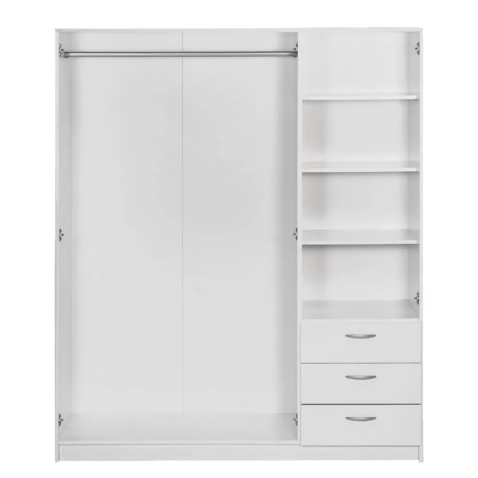 Kledingkast Varia 3-deurs met spiegel - wit - 175x146x50 cm