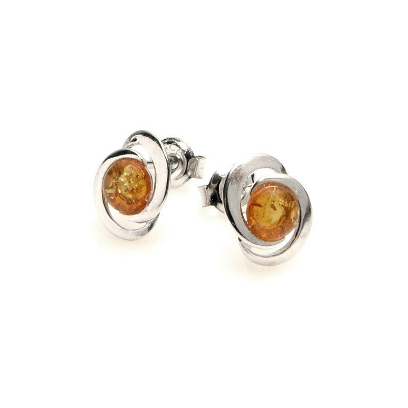 Boucle d'oreille argent 925 Ambre veritable de la mer Baltique