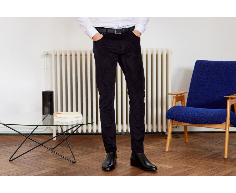 Pantalon 5 poches velours homme Noir - KARS