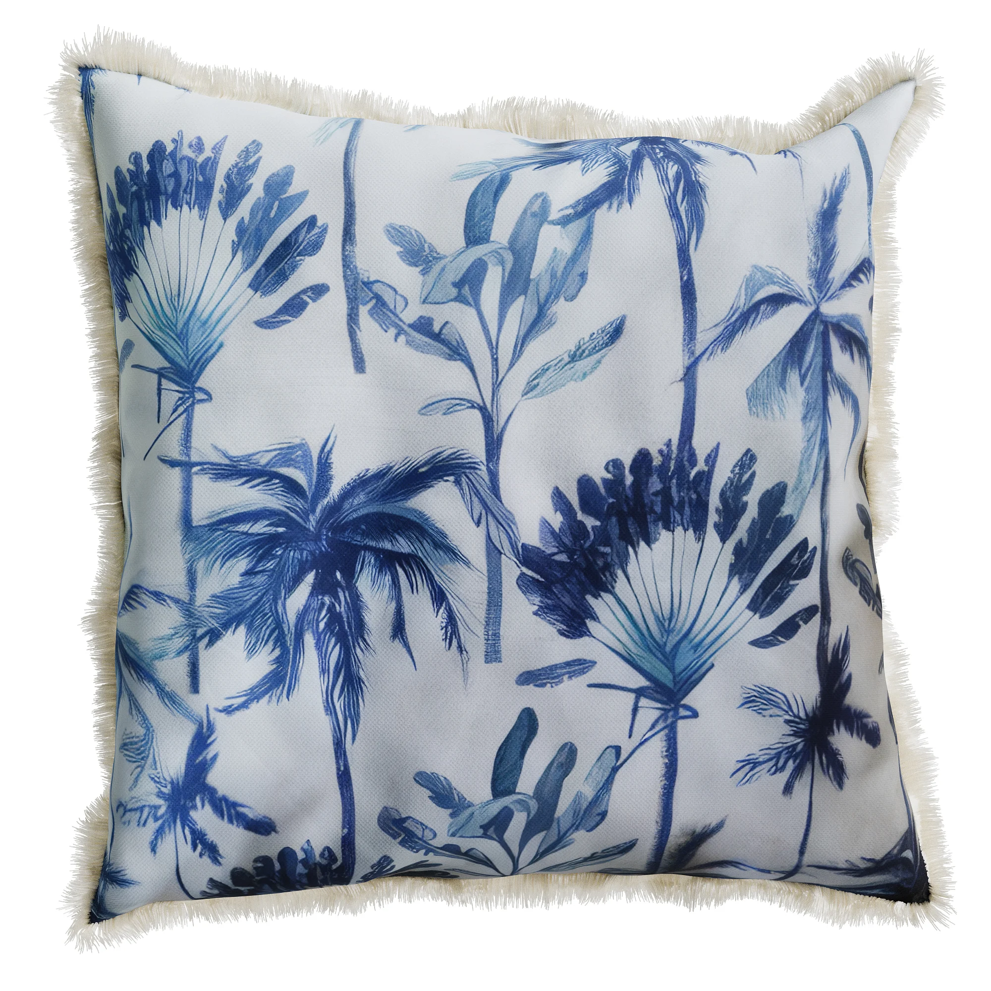 DAKAR - Coussin carré feuillage tropical bleu | Multicolore