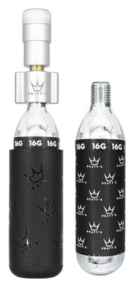 Gonfleur CO2 Peaty's Holeshot Route/Gravel Argent   2 Cartouches de CO2 (16g)