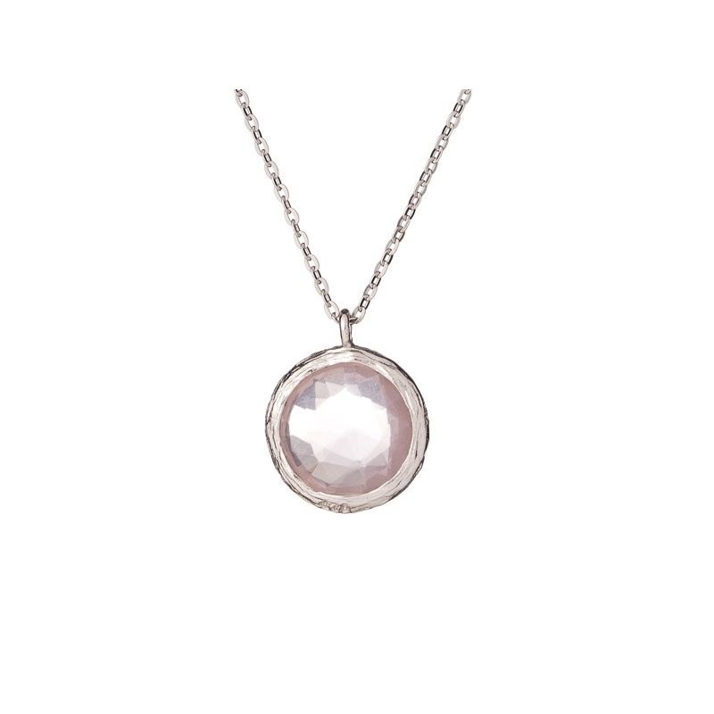COLLIER ARGENT QUARTZ ROSE