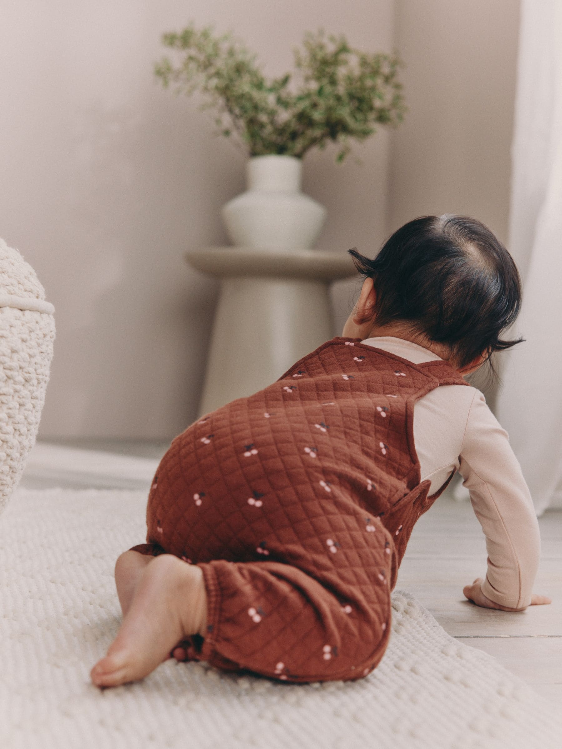 Brown Cherry - Quilted Dungaree and Bodysuit Baby 2 Piece Set (0mths-3yrs)