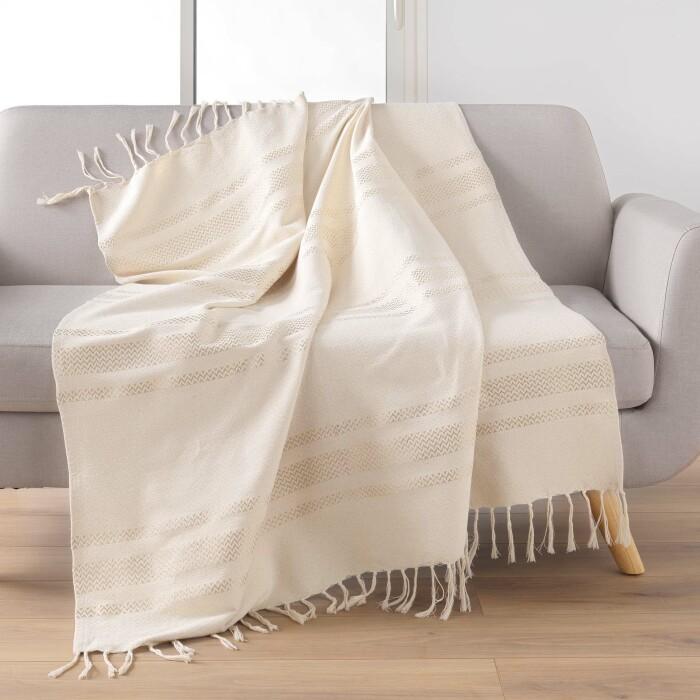 PLAID FRANGES 125X150CM COTON JACQUARD DORELINE