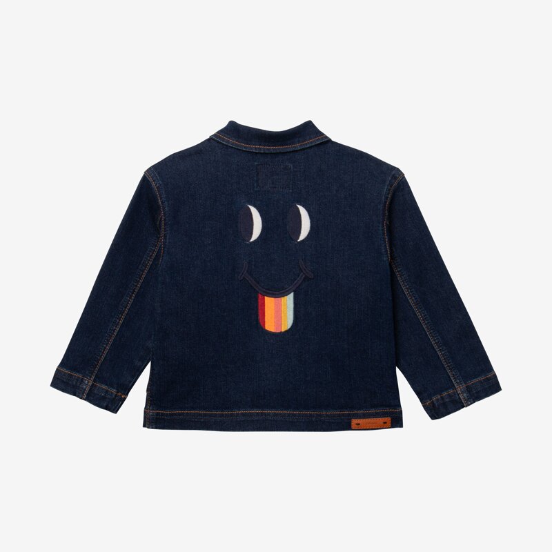 Veste en jean bébé brodée sourire bleu Catimini Bleu