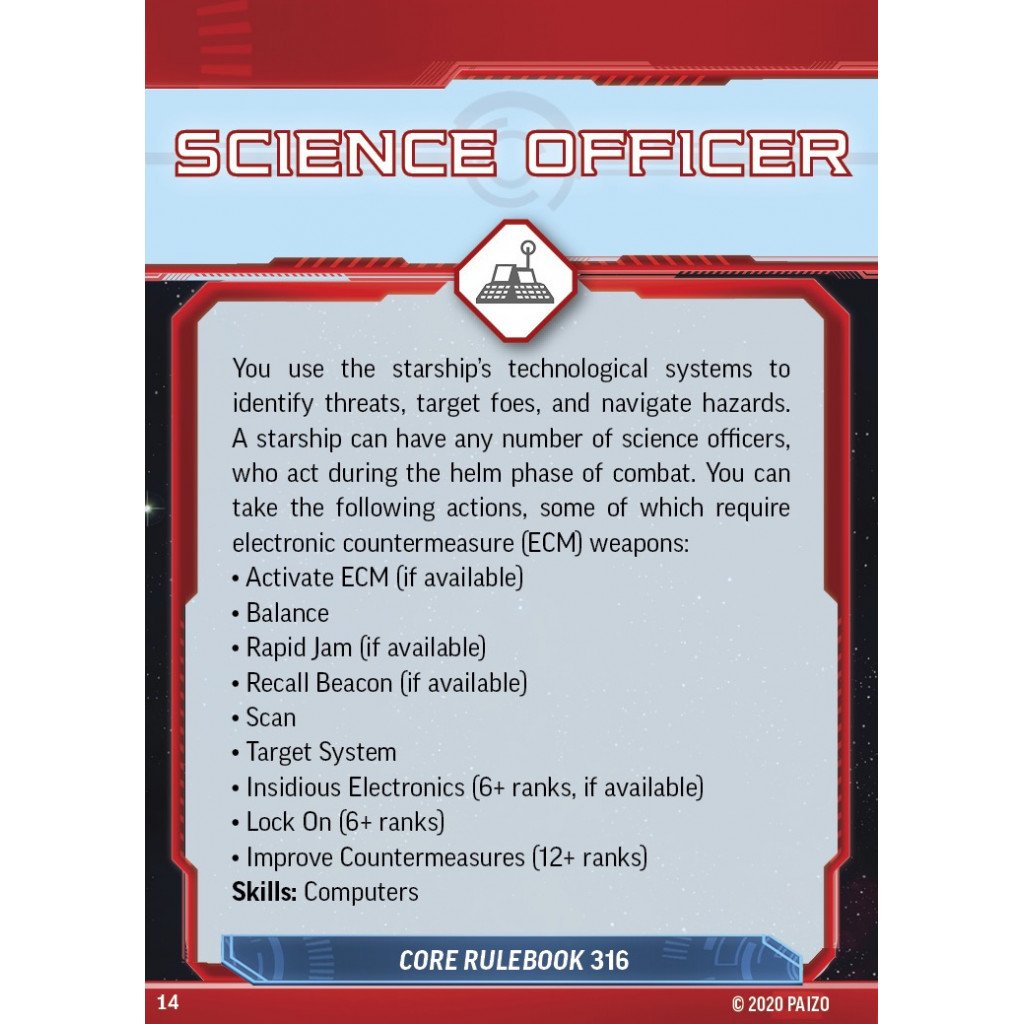 Starfinder Starship Combat Reference Cards