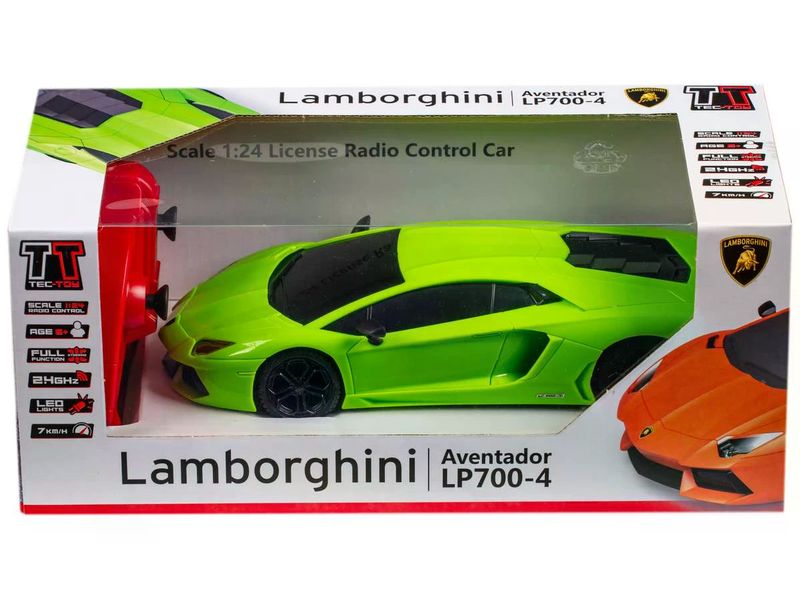 TEC-TOY Auto Lamborghini Aventador LP 700-4 mit Licht, Grün Ferngesteuerter Sportwagen mit Licht für Kinder ab 6 Jahren