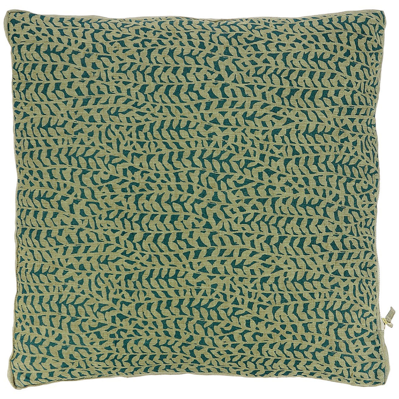 En Fil d'Indienne Housse de coussin Lierre lin paon - 45x45 cm