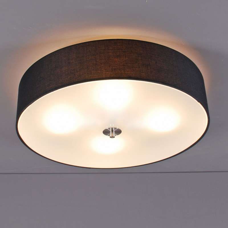 Landelijke plafondlamp zwart 50 cm - Drum