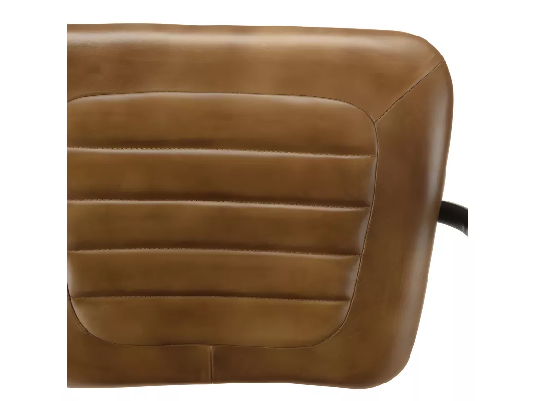 MARCEL - Fauteuil roulettes assise matelassée cuir accoudoirs manguier