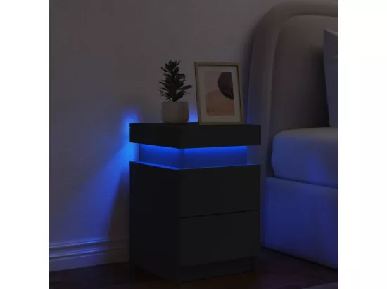 Table de chevet avec lumières LED noir 35x39x55 cm