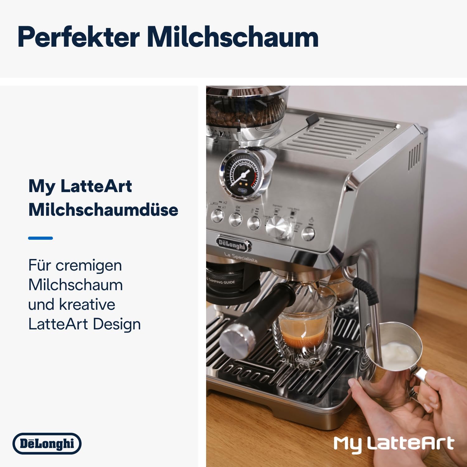De'Longhi Siebträgermaschine La Specialista Arte Evo Cold Brew EC9255T, Espressomaschine mit Mahlwerk inkl Barista-Kit, Cold Brew-Funktion, 8 Mahlgrade, 15 Bar, 3 Temperaturen, Milchschaumdüse, Titan