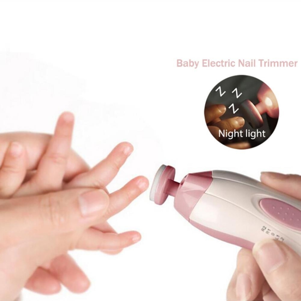 (8-tlg. Set) Elektrisches Baby Maniküre Trimmer Set mit LED (Batteriebetrieben) - Rosa