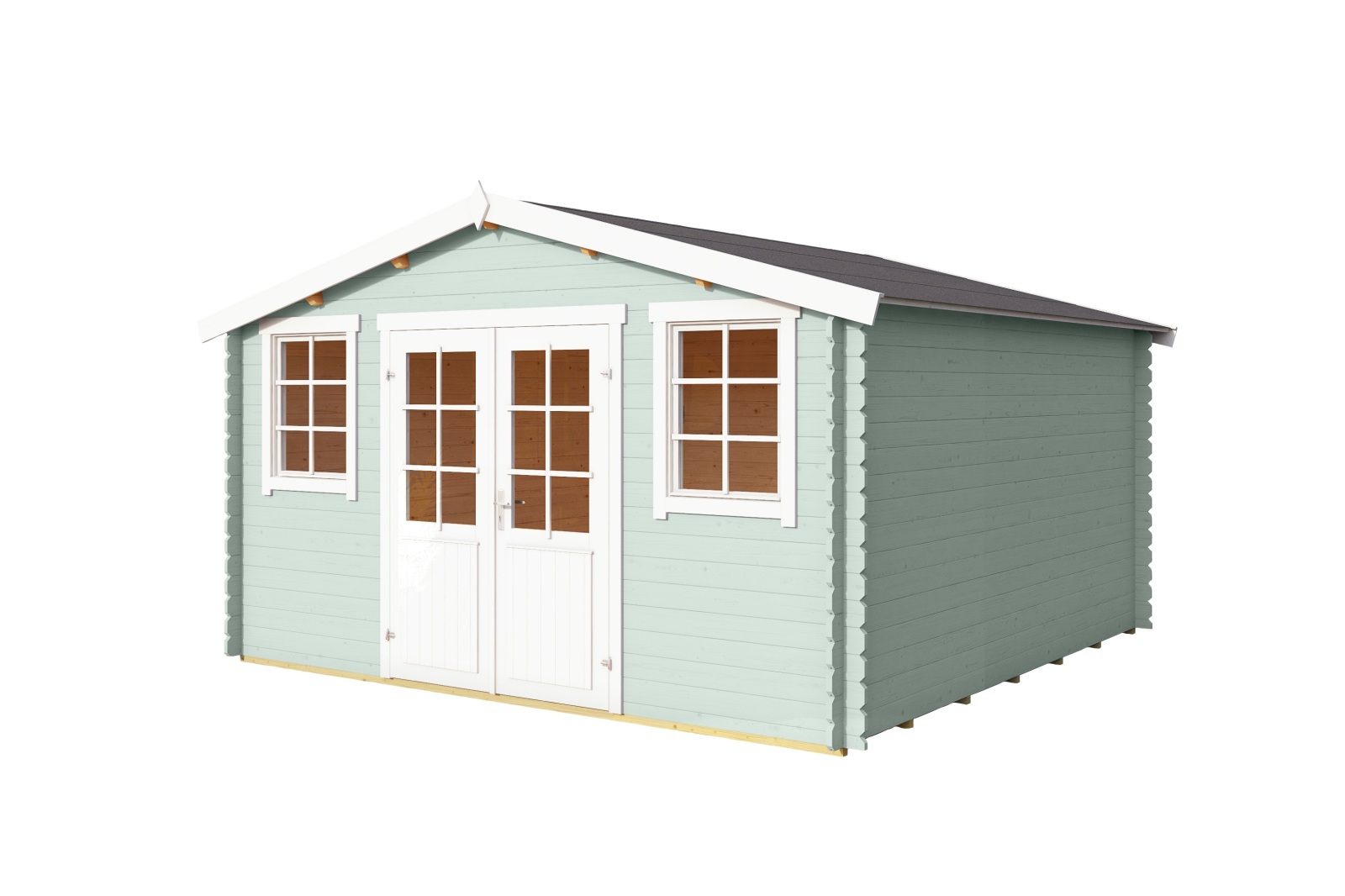 Gartenhaus WELS 4 DT - gletschergrün - Fichte massiv - 390x390 cm